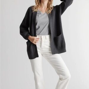Quince Charcoal Open-Front Cardigan